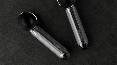 ScoopTHAT! Radii Thermo Ring Ice Cream Scoop with Heat Redistribution Technology for Effortless Scooping on Dark Surface