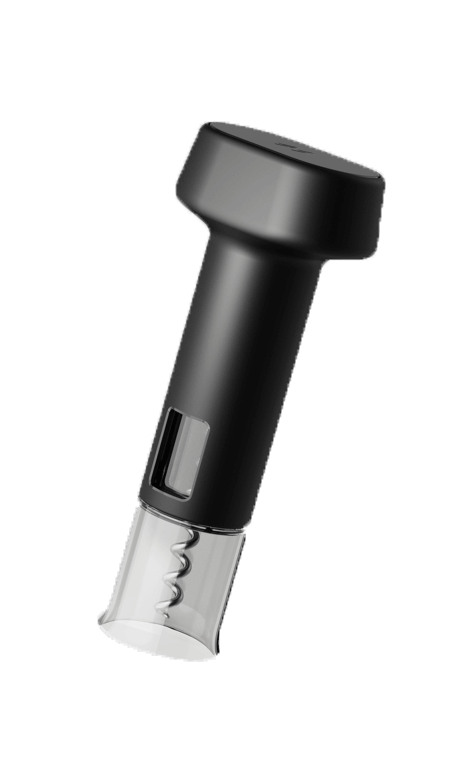 Sleek black Corkie corkscrew wine opener with foil cutter and aerator, all-in-one kitchen tool for easy wine serving and storage.