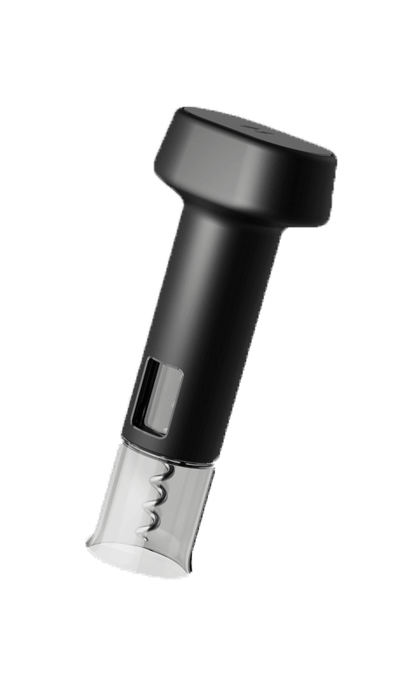 Sleek black Corkie corkscrew wine opener with foil cutter and aerator, all-in-one kitchen tool for easy wine serving and storage.